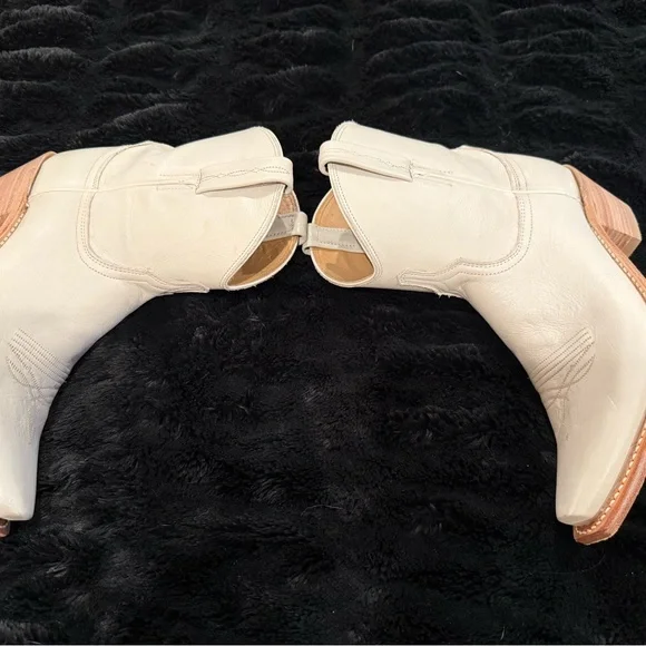 Lucchese Gaby Cream Western Ankle Boots - Picture 7 of 10